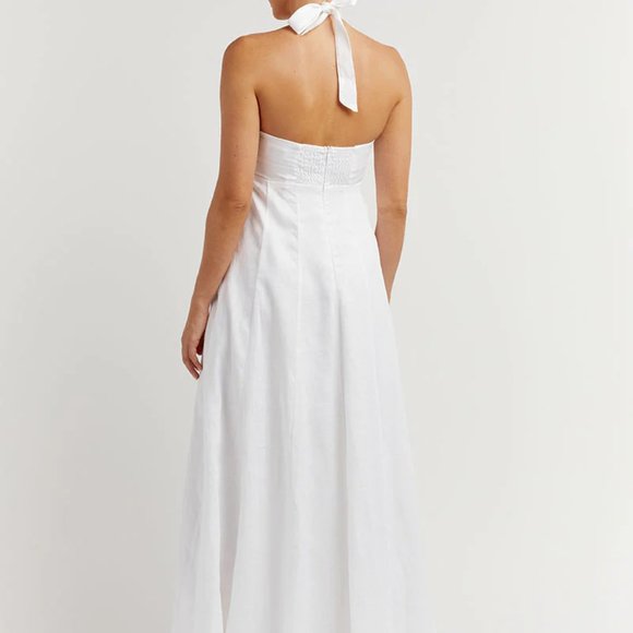 DIISH VERDES WHITE LINEN MIDI DRESS - Picture 2 of 4